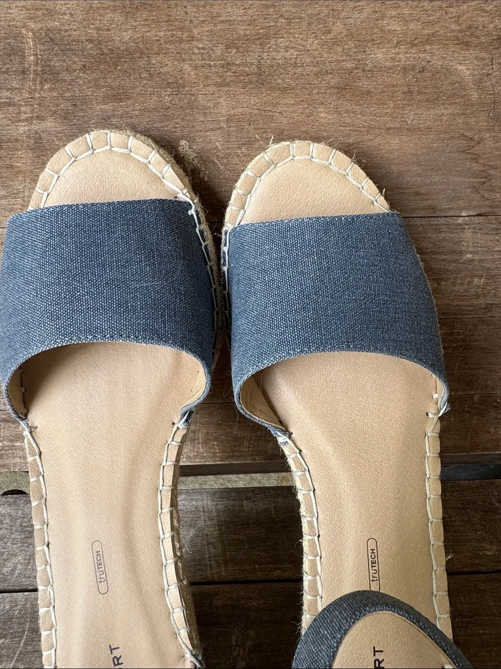 New Women’s Rockport Denim Blue Espadrille Wedge Sandals with Ankle Strap - 10